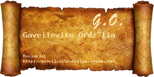 Gavrilovits Ofélia névjegykártya